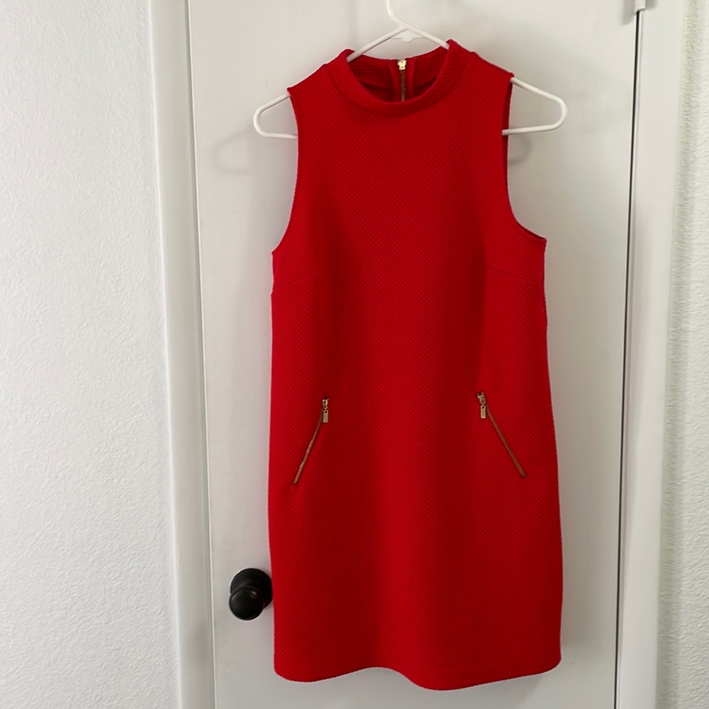 Gorgeous red Mod 60’s style dress with Gold hardware